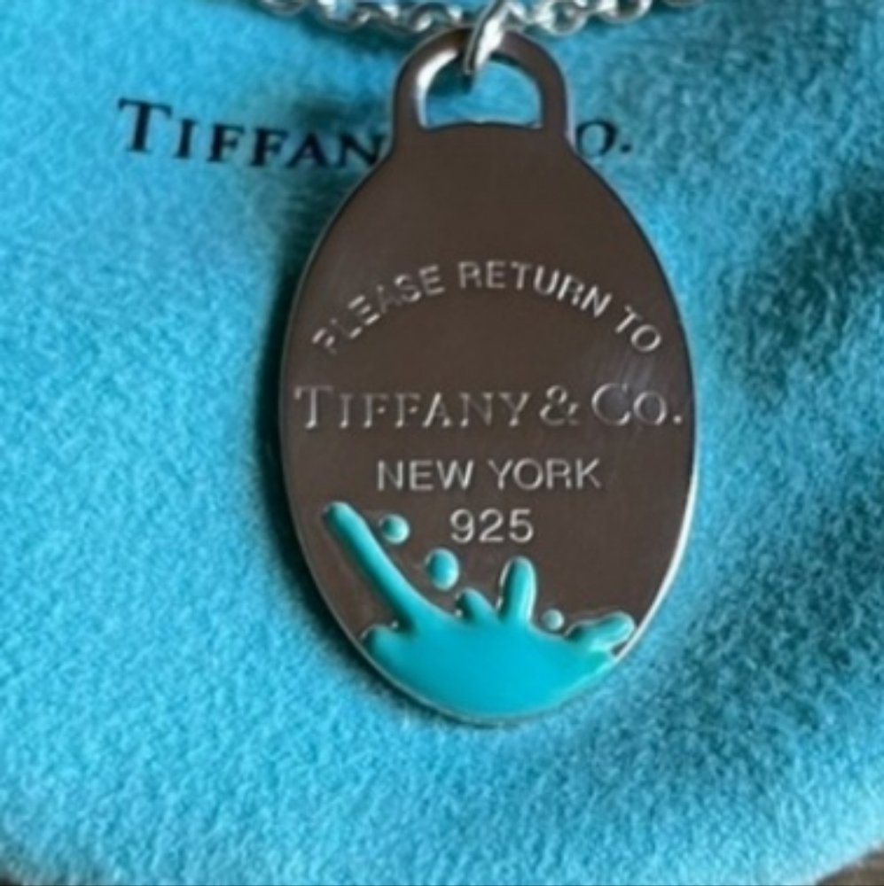 Authentic Return to Tiffany Color Splash Oval Tag Pendant